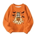 thumbnail image 4 of XUNKUSGA Halloween Sweatshirts for Girls Boys Casual Crewneck Long Sleeve Cute Printed Pullover Tops Soft Fleece Oversized Sweatshirts for Girls 1-13 Years 1-2 Years, 4 of 5