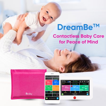 DreamBe-1 Blue Contactless Baby Sleep Monitor, Realtime Breathing, Heart Rate and Wellness Tracker–Monitor Baby Anywhere, Anytime –WiFi - Motion and Crying Notifications, Room Temp -Urgency Alert