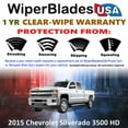 thumbnail image 2 of 2015 Chevrolet Silverado 3500 HD Beam Wiper Blades Wipers w/1yr Warranty (Set of 2) (WiperBladesUSA), 2 of 5