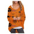 thumbnail image 1 of Camiseta holgada de manga larga con cuello redondo y manga murciélago con estampado de Halloween para mujer Fridja  ghj987+3807, 1 of 4
