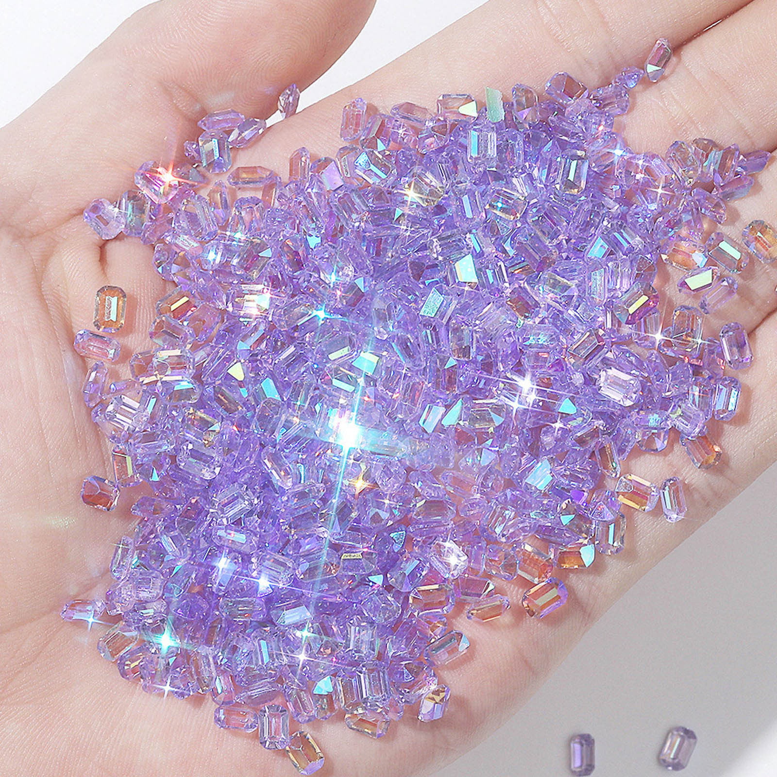 100pcs Glitter Nail Art Gems Crystal Sugar Cube Shape 2x4x6mm