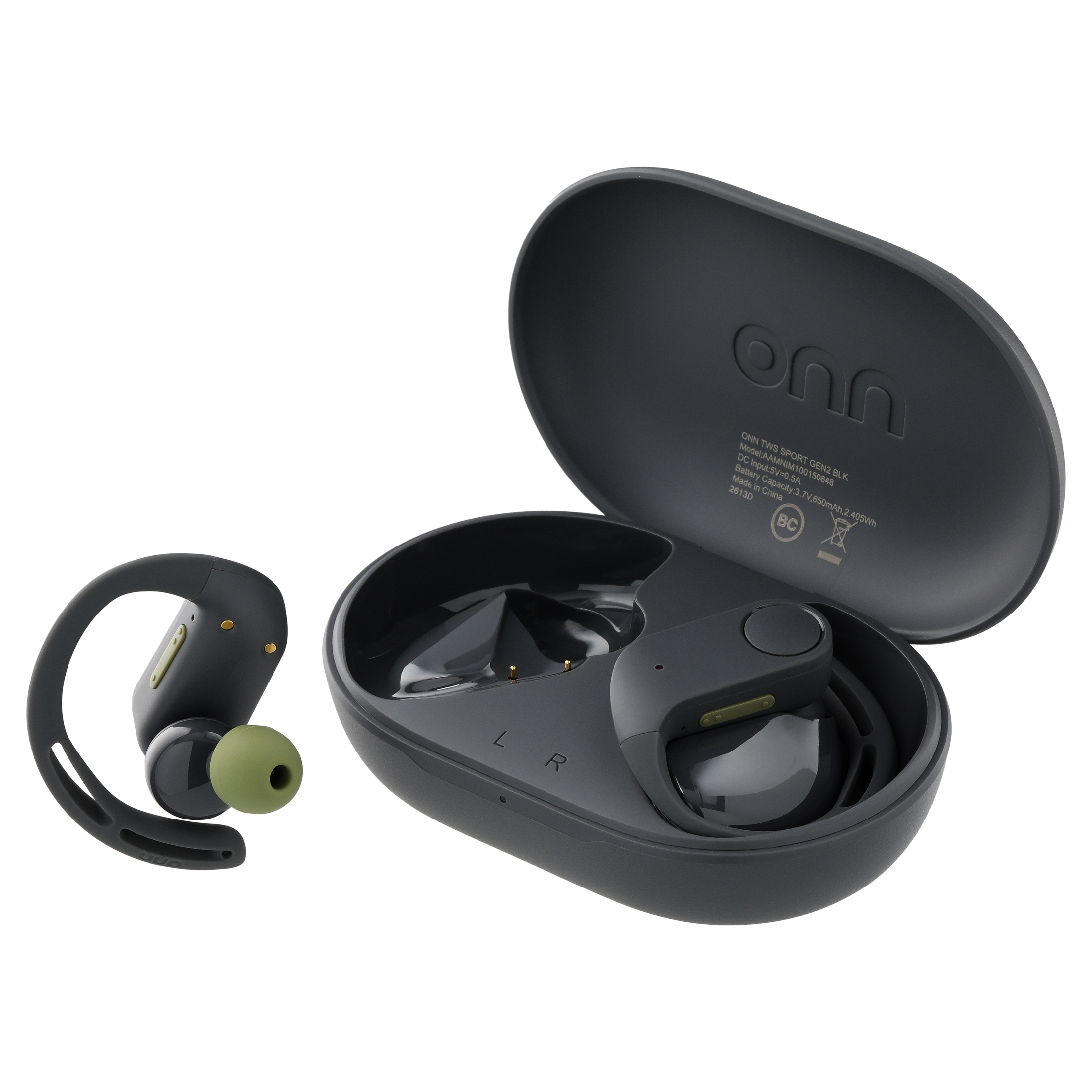 onn Wireless Sport Earbuds with Ear Hooks, Black photo 8