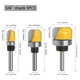 thumbnail image 6 of 3Pcs Deep Round-Bottom Router Bits Set Yellow, 1/4'' Shank, Ideal for Precision Woodworking, 6 of 7