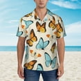 thumbnail image 5 of Uemuo Butterflies Printed Regular Fit Short Sleeve Casual Hawaiian Shirt for Men,Aloha shirt,Tropical shirt,Floral print shirt,Vacation Beach shirt-Medium, 5 of 9