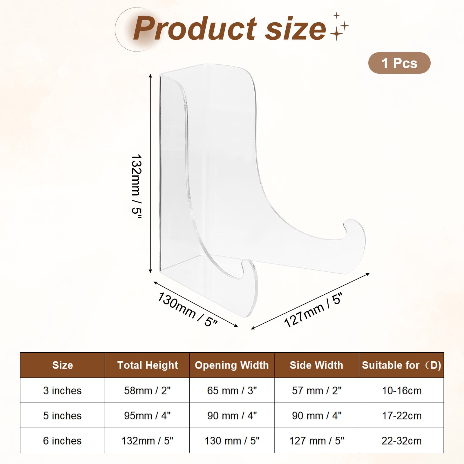 5 Inch Plastic Easel Stand, Display Plate Holders, Desktop Display Stand for Photo, Picture Frame, Card, Collectibles, Coins, Clear
