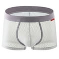 thumbnail image 2 of Jinhomg Men's Underwear Boxers See Through Mesh Boxer Briefs Cool Breathable Mid Waist Sleep Short Underpants 90% off Clearance Sale of Today Gray M, 2 of 3