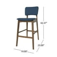 thumbnail image 5 of Noble House Rayan Modern 42" Wood Bar Chair, Set of 2, Dark Blue, Walnut, 5 of 10