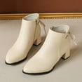 thumbnail image 4 of White Women'S Fashion Pointed Toe Boots With Lace Up And Side Zipper For All Day Comfort, 4 of 9