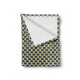 thumbnail image 2 of Folk Art Soft Flannel Fleece Throw Blanket, Simplistic Continuous Pattern with Abstract Fish, Cozy Plush for Indoor and Outdoor Use, 60" x 80", Petrol Blue Yellow, by Ambesonne, 2 of 6
