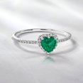 thumbnail image 2 of JeenMata Anillo de Bodas de 1 Quilate con Forma de Corazón, Esmeralda, Piedra Natal de Mayo, en Oro Blanco de 18 K sobre Plata, 2 of 6