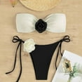 thumbnail image 2 of MGDXOX Women's Strapless Fashion Floral Appliques Bikini Bow Tie Side Bandeau Swimsuits High Cut Coquette Bathing Suit Gray S, 2 of 9