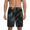 thumbnail image 3 of Lsque Full Moon Black Dragon Mens Sleep Pajama Shorts,Short Pajama Pants, Cotton Ultra-Soft Knit-Medium, 3 of 9