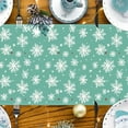 thumbnail image 4 of hulanddfd Christmas Snowflake Table Runner, 72x13 inches Rectangle Light Blue Tablecloth with White Snowflake Patterns Linen Placemats Winter Holiday Kitchen Dining Table Decoration, 4 of 5