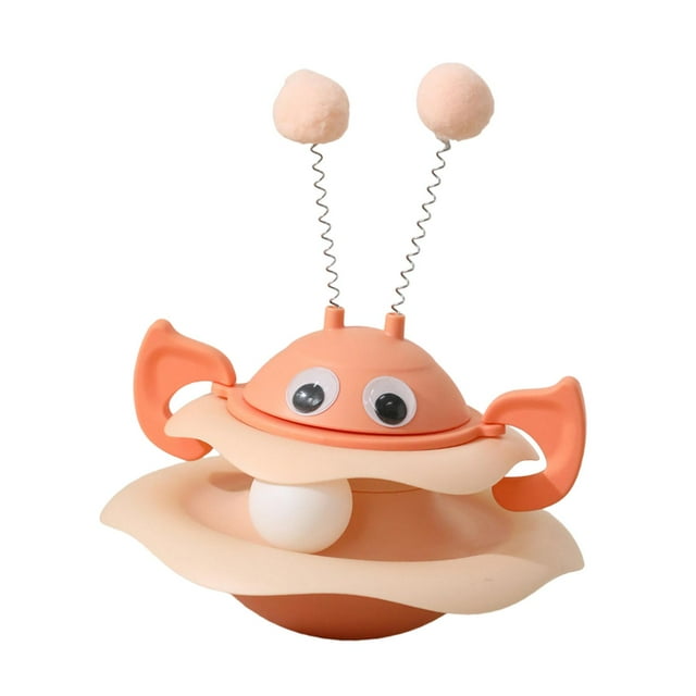 Juguete para gatos con plataforma giratoria y pelota para ejercitar, divertido juguete para jugar solo. Rosa