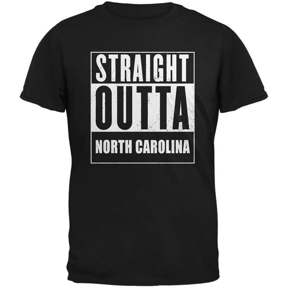 Straight Outta North Carolina Black Adult T-Shirt - Large