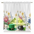 thumbnail image 2 of Swag Curtains Valances for Windows, Boho Floral Print Short Kitchen Window Curtains Over Sink, Peony Strawberry Cafe Curtains Panel Set Of 2,Rod Pocket, 36 Inches Length, 2 of 9