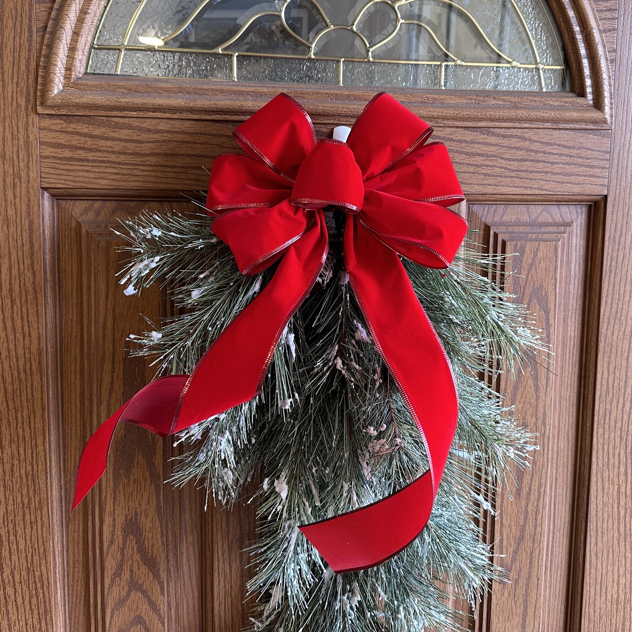 Red Velvet Wreath Bows - 10" Wide, Set of 6, 4th of July, USA 250th Anniversary, Mother's Day, Front Door, Retail Display, Gift Basket, Garland Decoration, Birthday, School Graduation, Veterans Day