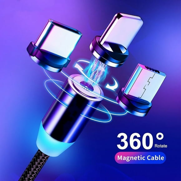 3 in 1 Cable for iPhone Android USB to Lightning, Type C & Micro USB, magnetic cables by Sensei Photo – Durable nylon Fast Charging Smartphone Cellphone cell phone