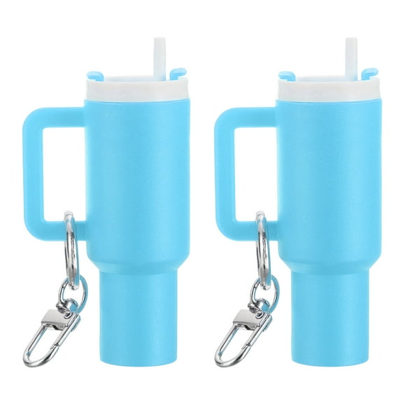 Uxcell Mini Cup Keychain, Lip Balm Holder Mini Tumbler Key Chain Decor Keychain Charm for Backpack Handbag Purse Sky Blue