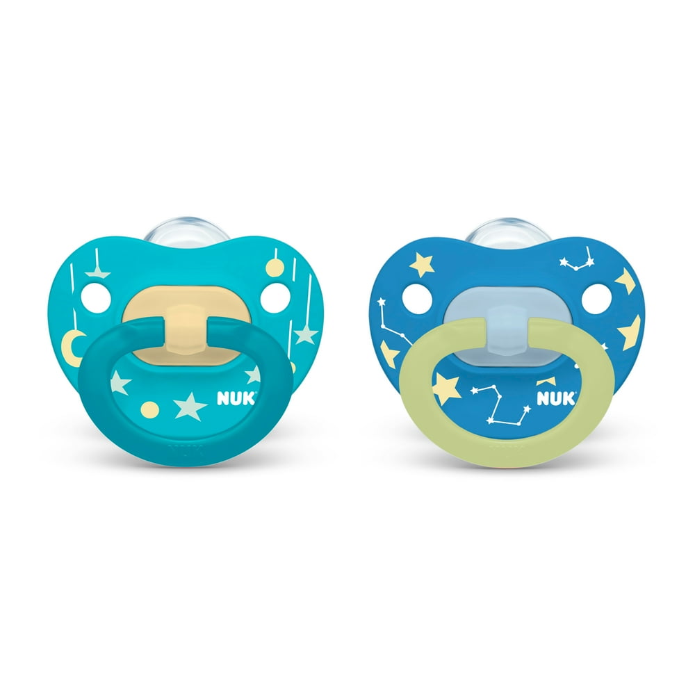 NUK GlowintheDark Orthodontic Pacifiers, Boy, 06 Months, 2Pack