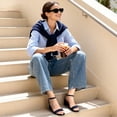 thumbnail image 2 of Sandalia DREAM PAIRS con Punta Abierta, Tira en el Tobillo y Tacones Anchos en Azul Marino, 2 of 7