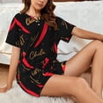 thumbnail image 6 of Kdxio Hot Chili Print Pajamas Sets for Women Short-Sleeved Pjs with Lounge Shorts Two Piece Sleepwear S-4XL, 6 of 8