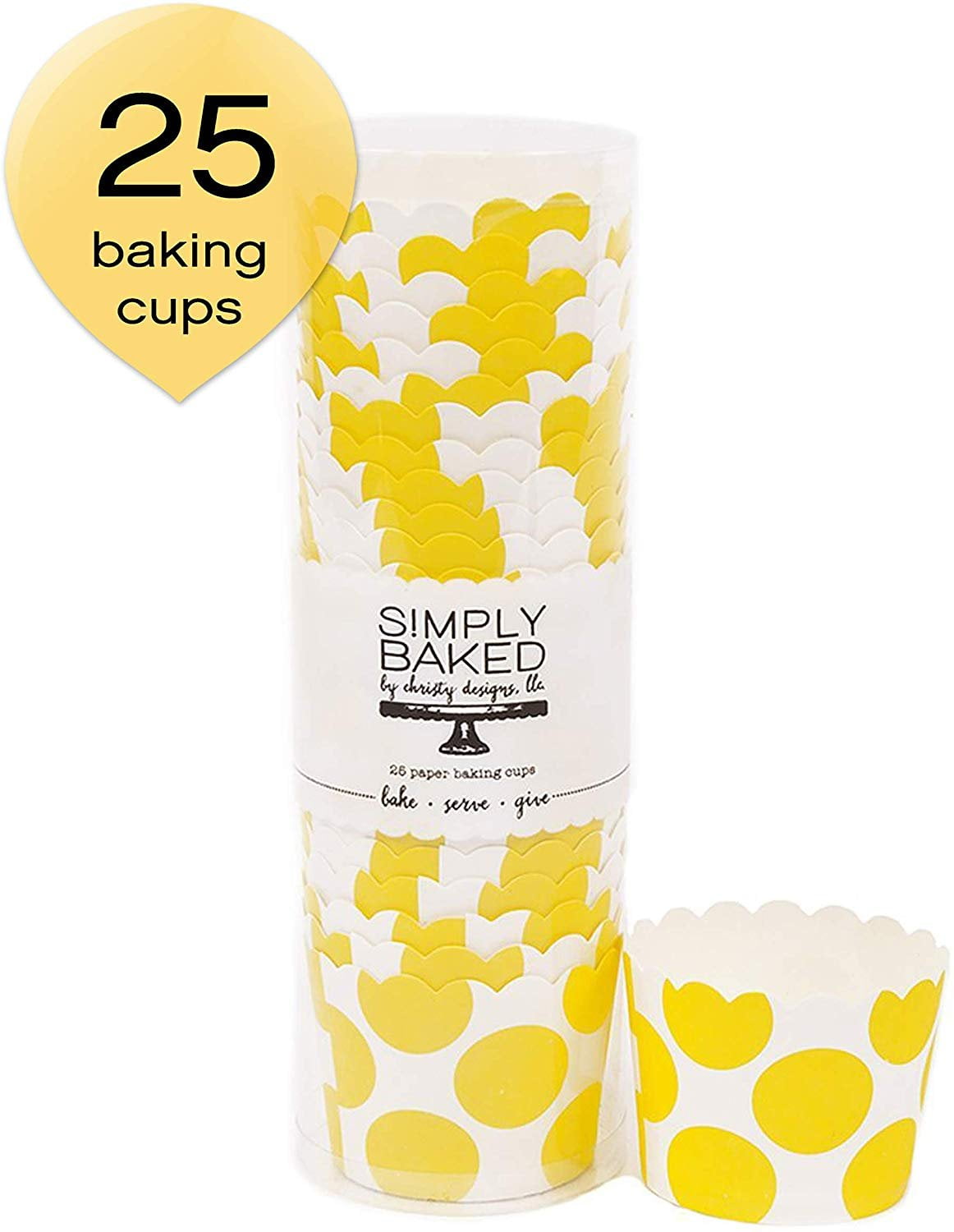 Simply Baked CSM-127 Disposable Paper Baking Cup 25 Pack Grey Dot