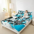 thumbnail image 4 of jejeloiu Ball Game Gaming Bed Sheets,Soccer Football Sport King Sheets,White Blue Black Sheet Set For Men Women,Super Cozy Room Decor,4 Pieces, 4 of 7