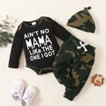 thumbnail image 3 of 6 Months Baby Boys Clothes 12 Months Boys 3PCS Fall Winter Outfits Set Letter Print Infant Boys Long Sleeve Top Camo Pants Hat Set Black, 3 of 9