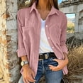 thumbnail image 6 of Atogsazn Women's Button Down Shacket Jacket Casual Ribbed Corduroy Long Sleeve Oversized Shirt Fall Winter Tops Pink M Fashion, 6 of 7