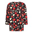 thumbnail image 4 of Women's 3/4 Sleeve V Neck T-Shirts Valentina's Day Spring Shirts Love Heart Printed Graphic Tees Valentines Shirts for Women, 4 of 5
