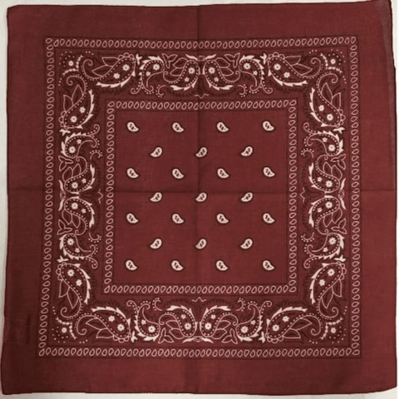 12 Dark Red Bandana Paisley Head Wrap 100% Cotton 22"X22"