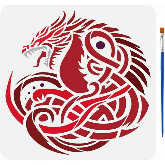 1pc PET Hollow Out Drawing Painting Stencils DIY Scrapbook Photo Album Dragon 30x30cm