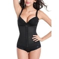thumbnail image 2 of FANNYC Shapewear For Women Waist Trainer With 4 Hooks Waist Cincher Corset Hourglass Body Shaper Girdle Trimmer Seamless Underbust Corset, Black/Off-White, 2 of 7