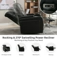 thumbnail image 3 of Euroco 270 Degree Swivel PU Leather Power Recliner Individual Seat Home Theater Recliner with Tray Table, Phone Holder, Cup Holder, USB Port, Hidden Arm Storage for Living Room, Black, 3 of 9