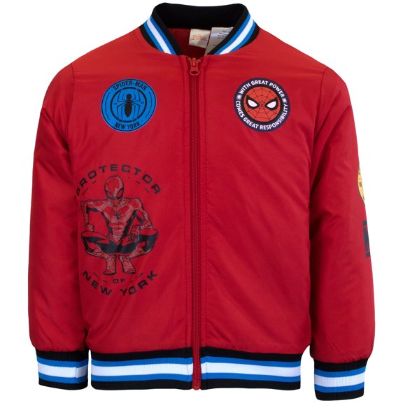 Marvel Boys Spider-Man Varsity Bomber Jacket (Little & Big Boys), Sizes 4–18