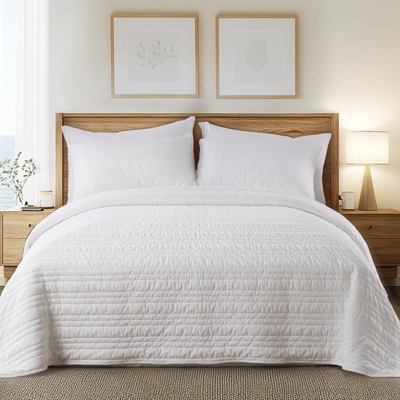 Juego de edredón KASENTEX Luxurious Velvet Oversize King White, 3 unidades