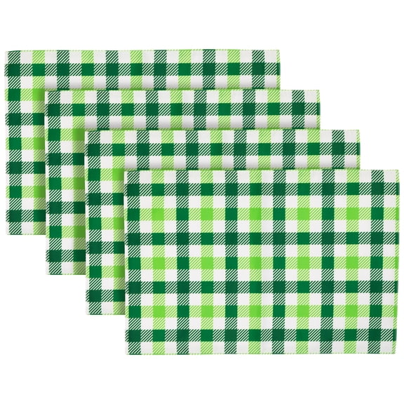 Northlight Set of 4 Green and White Checkered Printed Placemats 18"