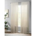 thumbnail image 4 of Beige Brown Sheer Curtains 108 Inch Long 2 Panels, Gradient Solid Color Ombre Modern Art Light Filtering Rod Pocket Semi Sheer Curtains, Sheer Voile Drapes for Living Room Bedroom, 52"x108", 4 of 5
