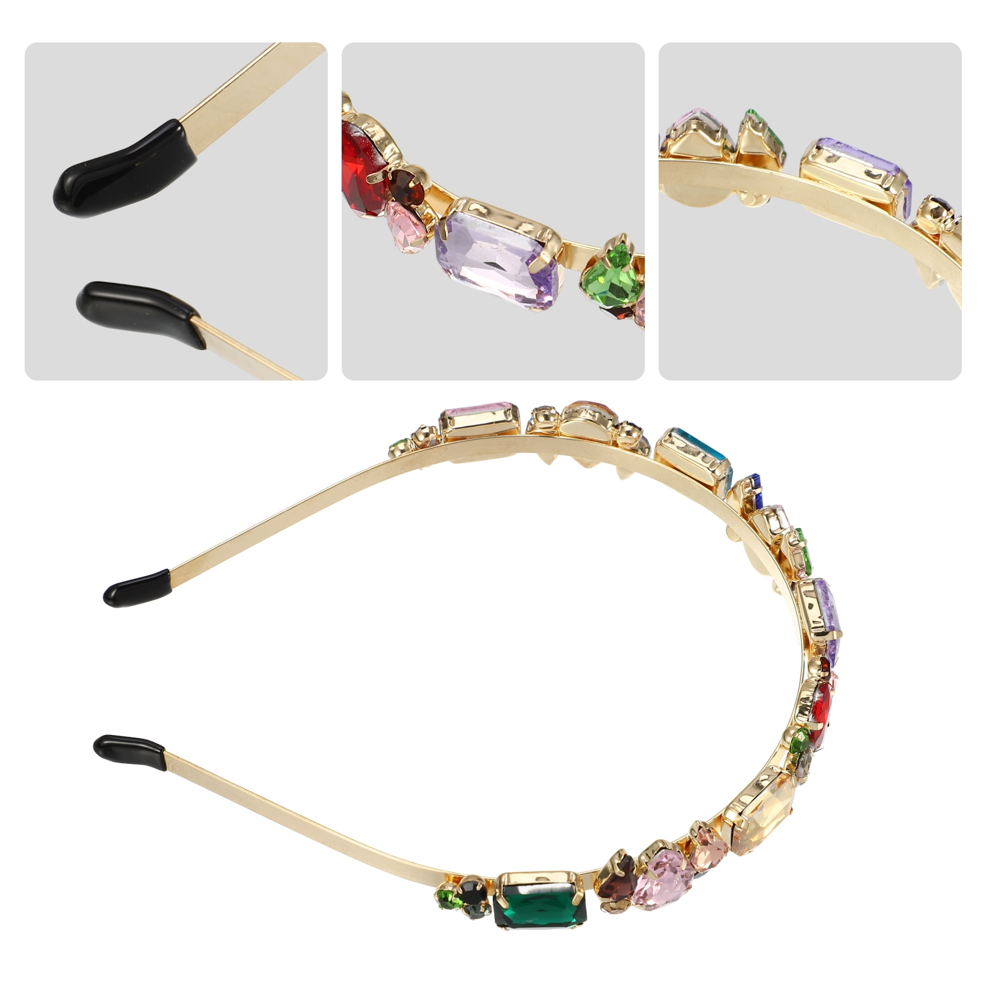Unique Bargains Fashion Vintage Thin Rhinestone Multicolor