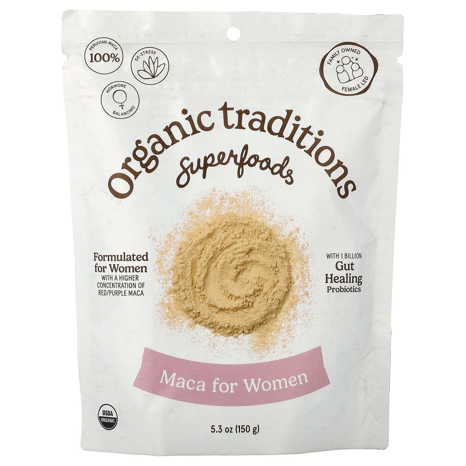 Organic Traditions Maca For Women with Probiotics, 5.3 oz (150 g)