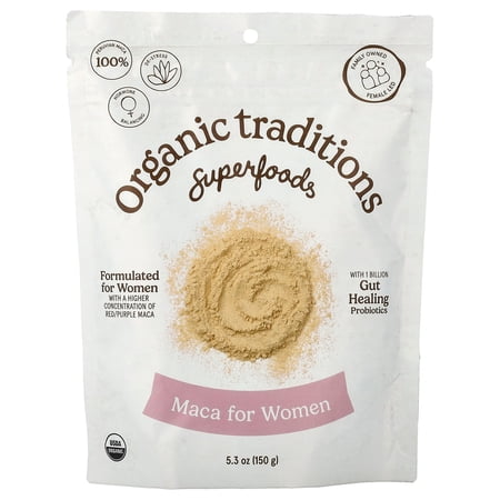 Organic Traditions Maca For Women with Probiotics, 5.3 oz (150 g)