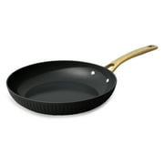 Thyme & Table 12-Piece Non-Stick Signature Ribbed Cookware Set, Non-Toxic Pots and Pans Set - Black & Gold