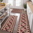 thumbnail image 2 of Red Boho Egyptian Lotus and Circles Pattern Kitchen Rugs Sets Of 3,Kitchen Runner Rugs Non Skid Washable,Decorative Kitchen Floor Mats for Kitchen,Sink,Laundry,17"x30"+ 17"x47" + 17"x59", 2 of 6