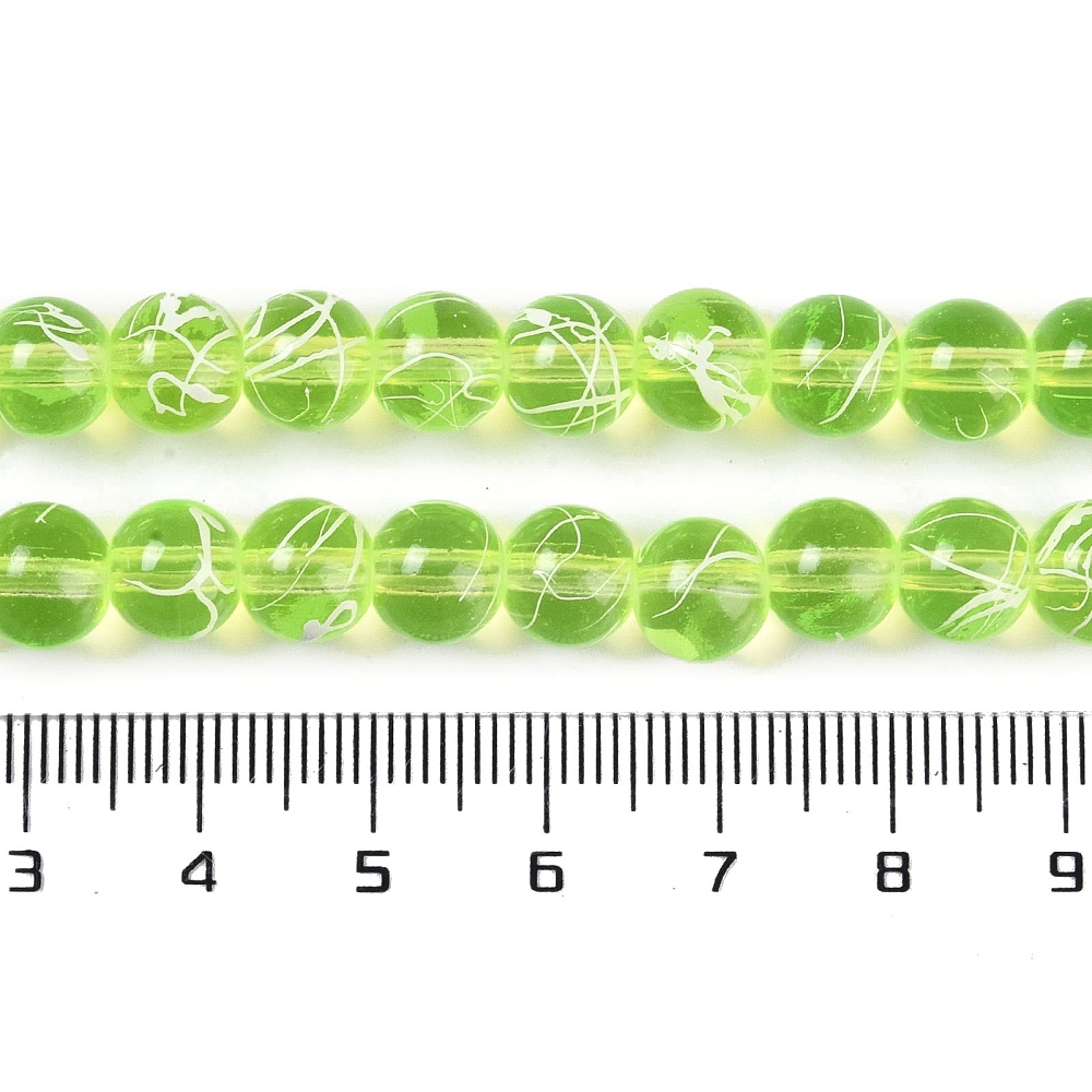 Drawbench Transparent Glass Beads Strands Spray Painted Round Green Yellow 8mm Hole: 1.3~1.6mm 31.4 inch Green