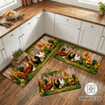 thumbnail image 2 of 3 Piece Kitchen Rug Set, Anti Fatigue Kitchen Mats for Floor, Non Slip Washable Kitchen Rugs and Mats, Vintage Farmhouse Rooster Country Chicken Design, 2 of 7