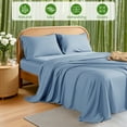 thumbnail image 3 of Sonoro Kate 100% Organic Luxurious Bamboo Sheets, King Sheet Set 4-Piece with 16" Deep Pocket, Silky Smooth Luxury Bed Sheets, Lake Blue, 3 of 8