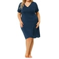 thumbnail image 2 of Unique Bargains Women's Plus Size Nightgown V Neck Pajama Sleepwear Dress, 2 of 7
