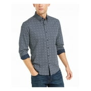 MICHAEL KORS Mens Navy Floral Collared Dress Shirt M