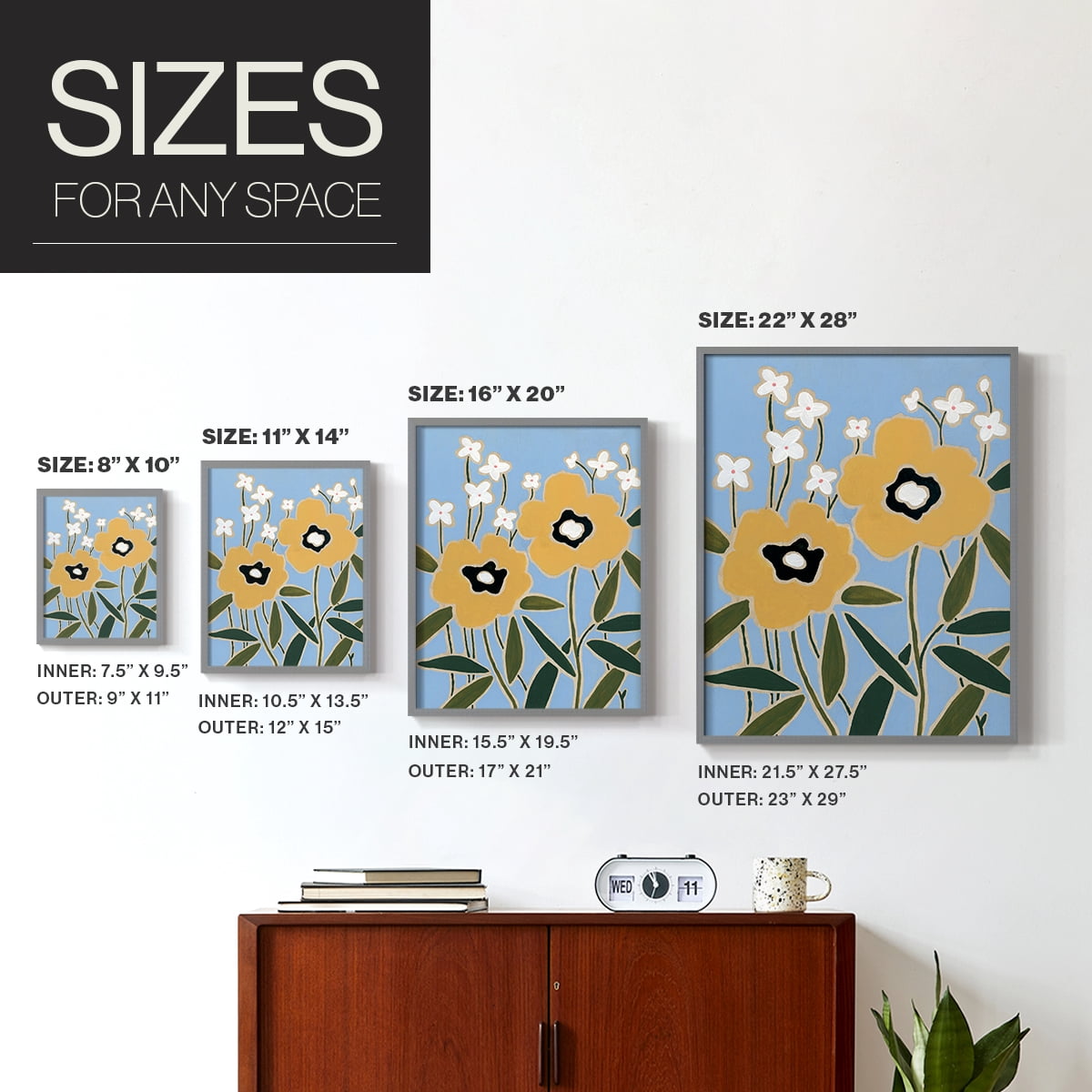 Woodblock Floral II Framed Print - Solid Wood in Single Picture Frame Solid Wood 2 Framed Print
